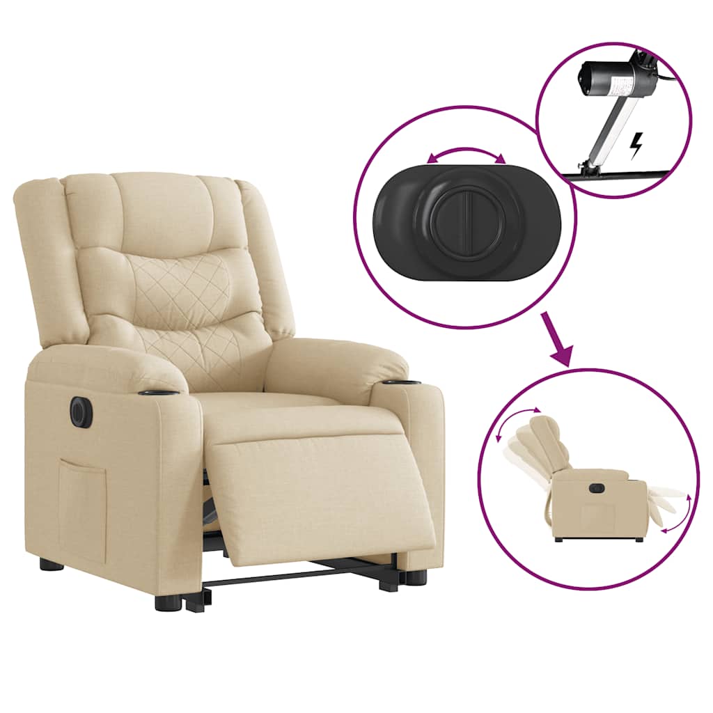 Fauteuil inclinable électrique crème tissu
