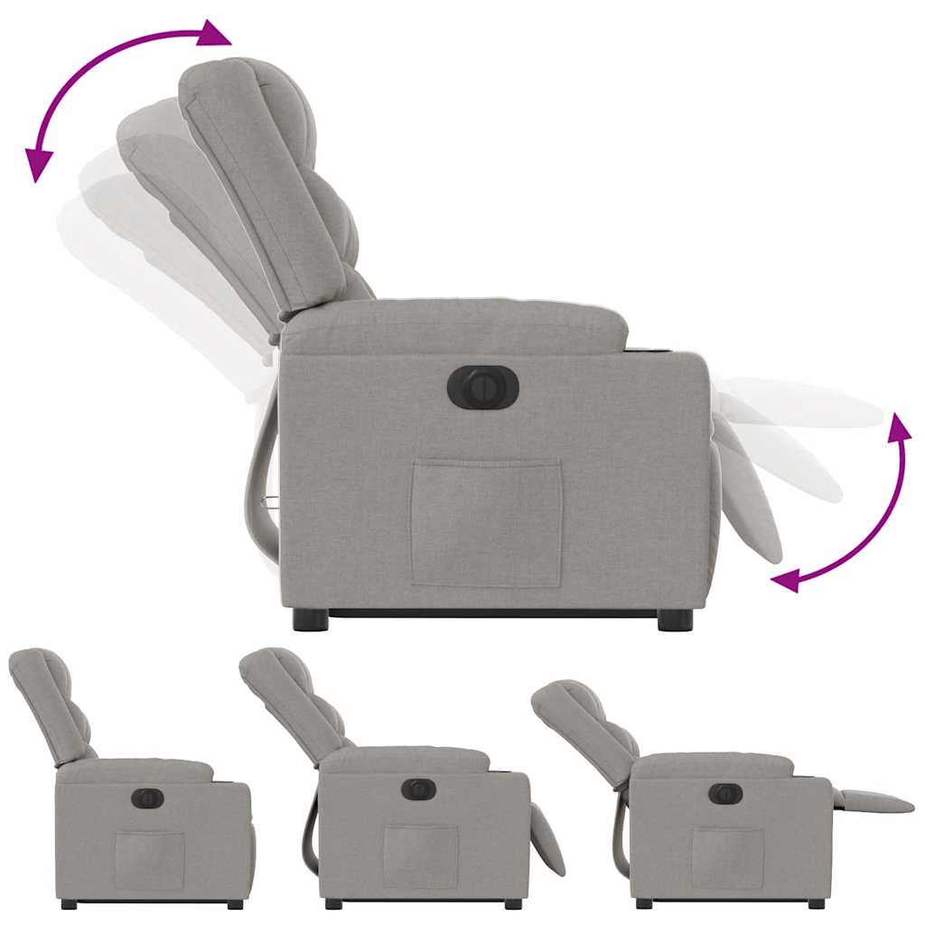 Fauteuil inclinable électrique gris nuage tissu