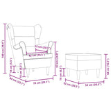 Fauteuil avec repose-pied Gris clair Tissu