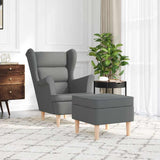 Fauteuil avec repose-pied Gris foncé Tissu