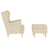 Fauteuil avec repose-pied Crème Tissu