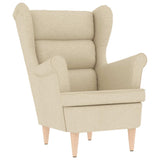 Fauteuil avec repose-pied Crème Tissu