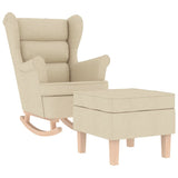 Chaise à bascule avec repose-pied Crème Tissu