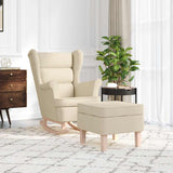 Chaise à bascule avec repose-pied Crème Tissu