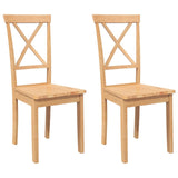 Chaises à manger 2 pcs bois massif caoutchouc