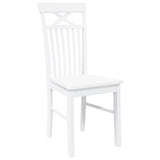 Chaises à manger 2 pcs blanc bois massif caoutchouc