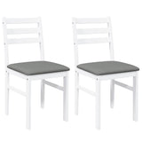 Chaises à manger coussins 2 pcs blanc bois massif caoutchouc
