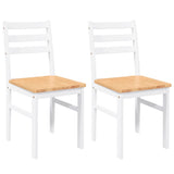 Chaises à manger 2 pcs blanc bois massif caoutchouc