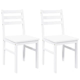 Chaises à manger 2 pcs blanc bois massif caoutchouc