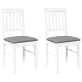 Chaises à manger coussins 2 pcs blanc bois massif caoutchouc