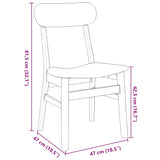 Chaises à manger coussins 2 pcs bois massif caoutchouc