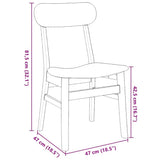 Chaises à manger coussins 2 pcs blanc bois massif caoutchouc