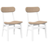 Chaises à manger coussins 2 pcs blanc bois massif caoutchouc