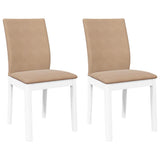 Chaises à manger coussins 2 pcs blanc bois massif caoutchouc