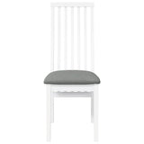 Chaises à manger coussins 2 pcs blanc bois massif caoutchouc