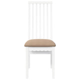 Chaises à manger coussins 2 pcs blanc bois massif caoutchouc