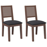 Chaises à manger coussins 2 pcs marron bois massif caoutchouc