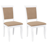 Chaises à manger coussins 2 pcs blanc bois massif caoutchouc