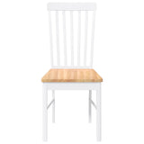 Chaises à manger 2 pcs blanc bois massif caoutchouc