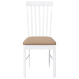 Chaises à manger coussins 2 pcs blanc bois massif caoutchouc