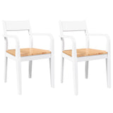 Chaises à manger 2 pcs blanc bois massif caoutchouc