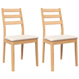 Chaises à manger coussins 2 pcs naturel bois massif caoutchouc