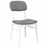 Chaises à manger coussins 2 pcs blanc bois massif caoutchouc