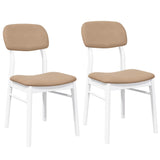 Chaises à manger coussins 2 pcs blanc bois massif caoutchouc