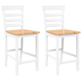 Tabourets de bar 2 pcs blanc bois massif d'hévéa