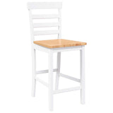 Tabourets de bar 2 pcs blanc bois massif d'hévéa