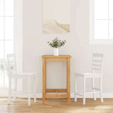 Tabourets de bar 2 pcs blanc bois massif d'hévéa
