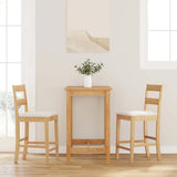 Tabourets de bar avec coussins 2pcs naturel bois massif d'hévéa