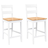 Tabourets de bar 2 pcs blanc bois massif d'hévéa
