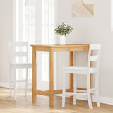 Tabourets de bar 2 pcs blanc bois massif d'hévéa