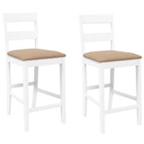 Tabourets de bar avec coussins 2 pcs blanc bois massif d'hévéa