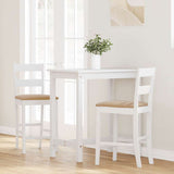 Tabourets de bar avec coussins 2 pcs blanc bois massif d'hévéa