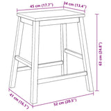 Chaises de bar lot de 2 bois massif d'hévéa
