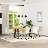 Chaises à manger lot de 6 crème similicuir