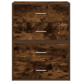 Armoires avec 2 tiroirs 2 pcs chêne fumé bois d'ingénierie