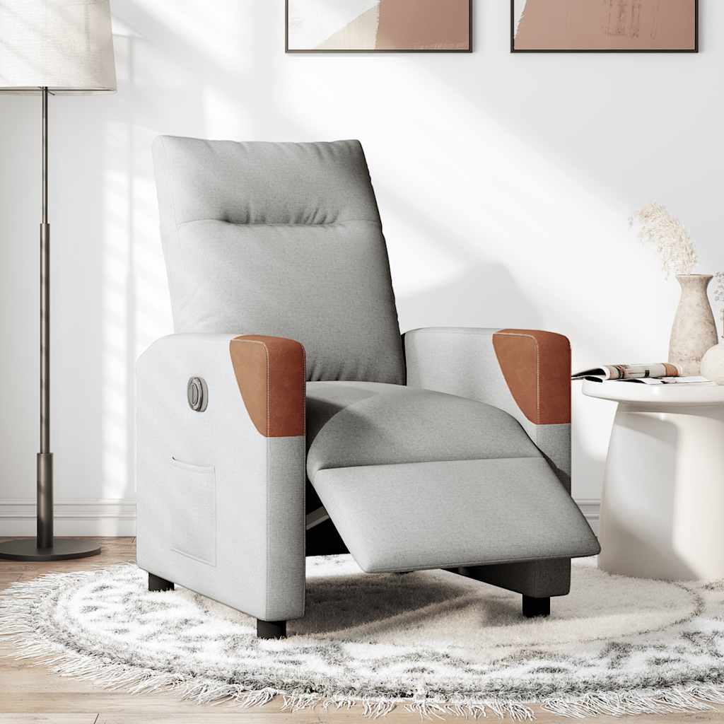 Fauteuil inclinable électrique gris nuage tissu
