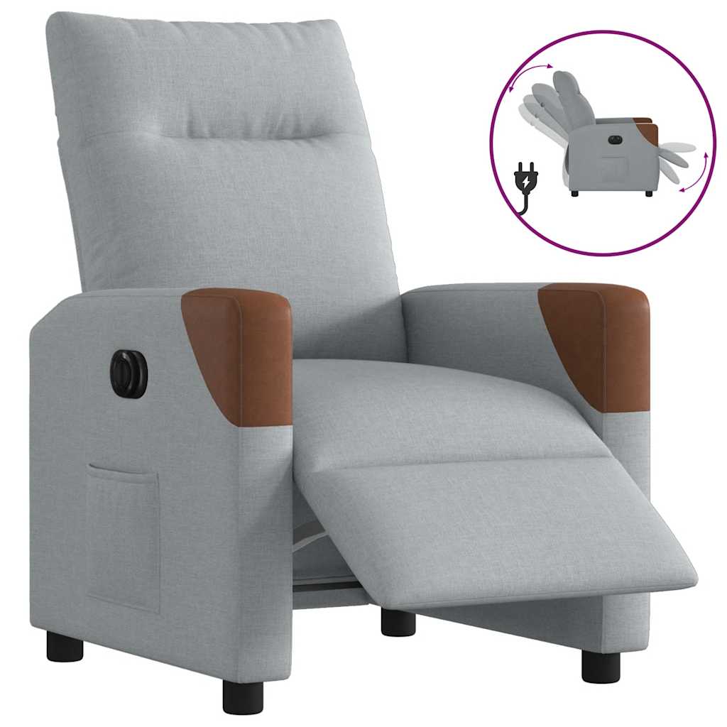 Fauteuil inclinable électrique Gris clair Tissu