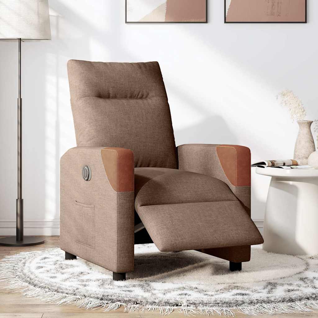 Fauteuil inclinable électrique Marron Tissu