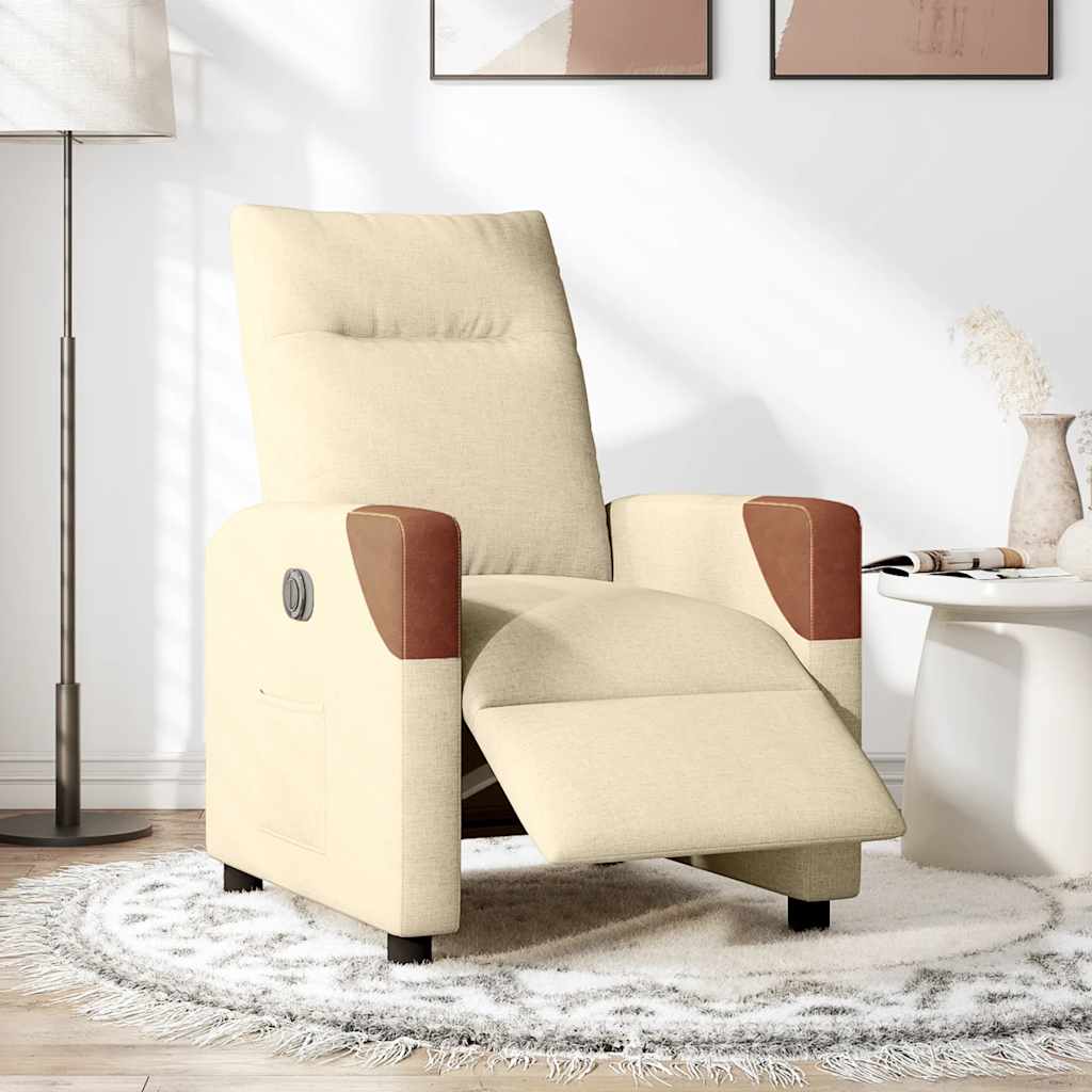 Fauteuil inclinable électrique Crème Tissu