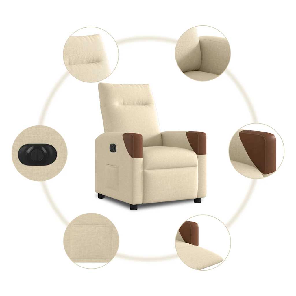 Fauteuil inclinable électrique Crème Tissu