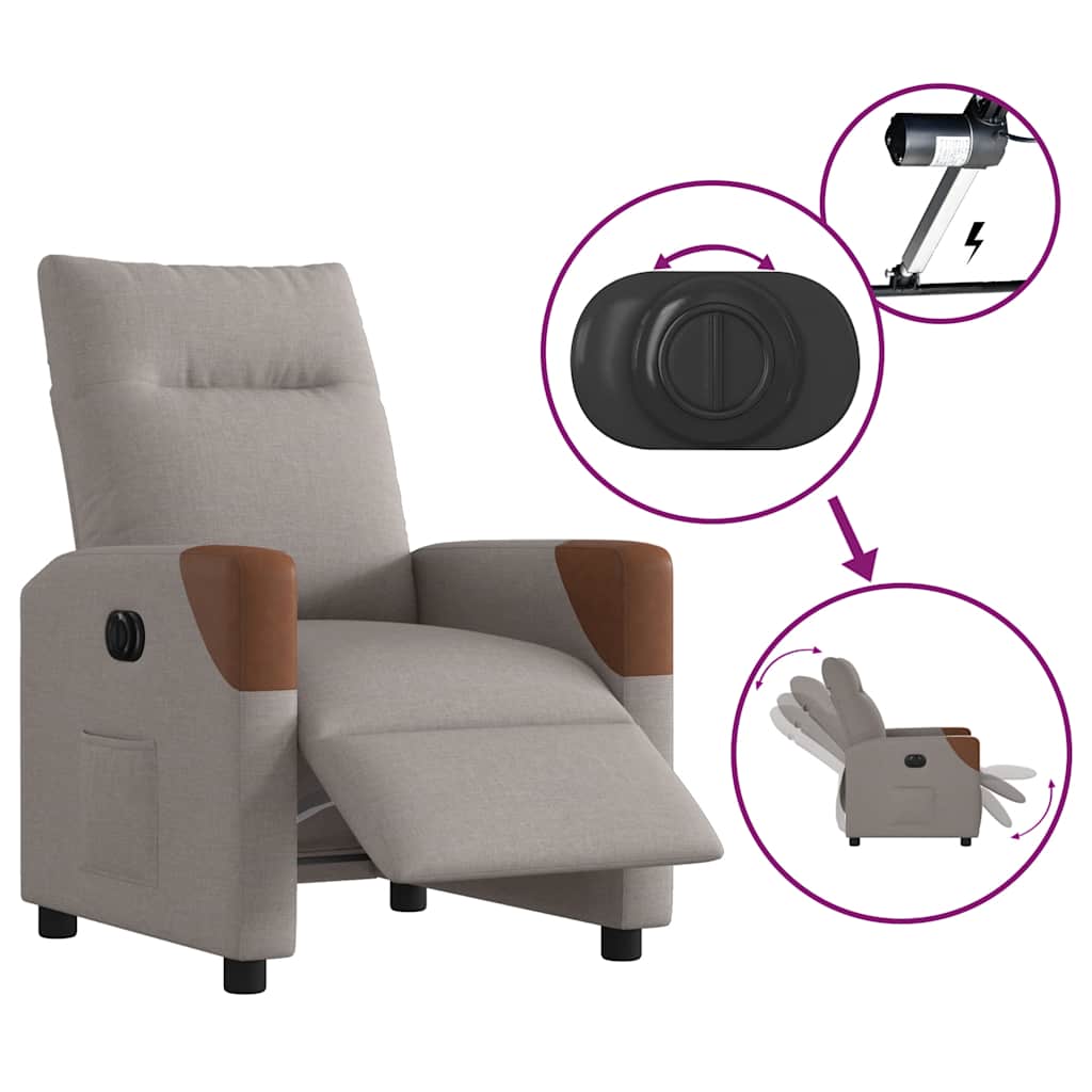 Fauteuil inclinable électrique Taupe Tissu