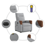Fauteuil de massage inclinable électrique gris clair tissu