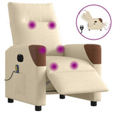 Fauteuil inclinable de massage électrique crème tissu