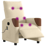 Fauteuil inclinable de massage électrique crème tissu
