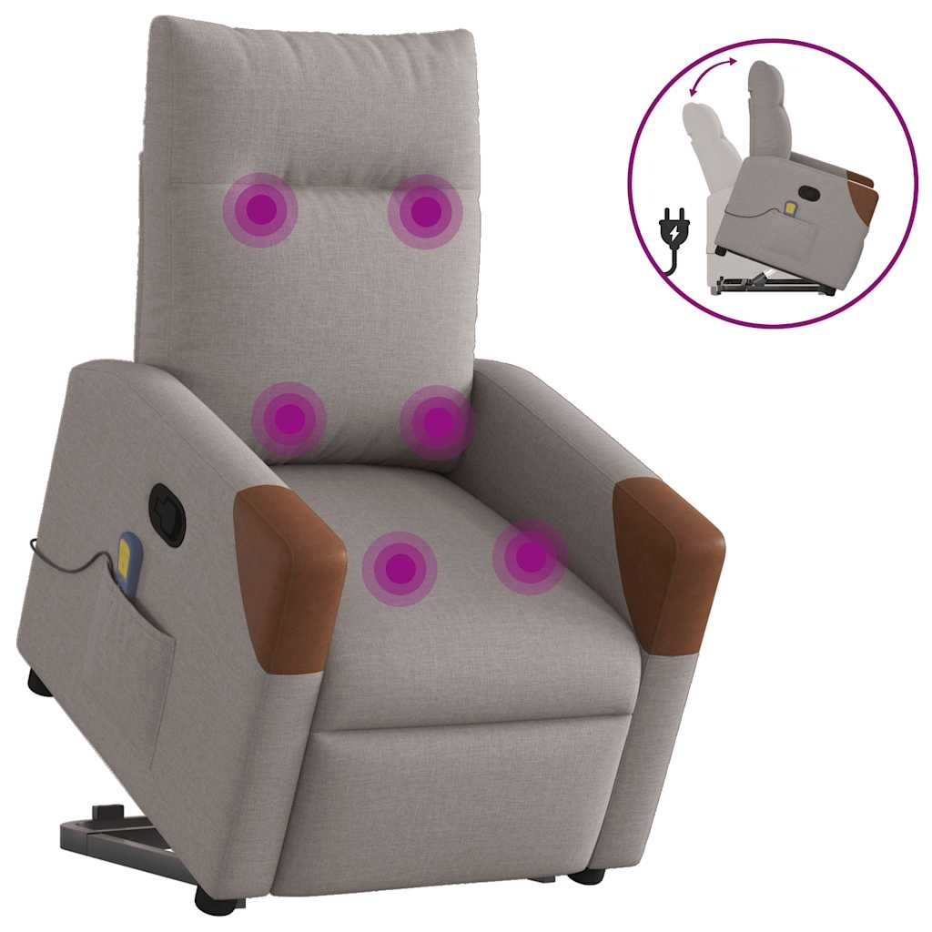 Fauteuil inclinable de massage Taupe Tissu
