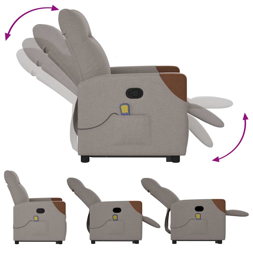 Fauteuil inclinable de massage Taupe Tissu